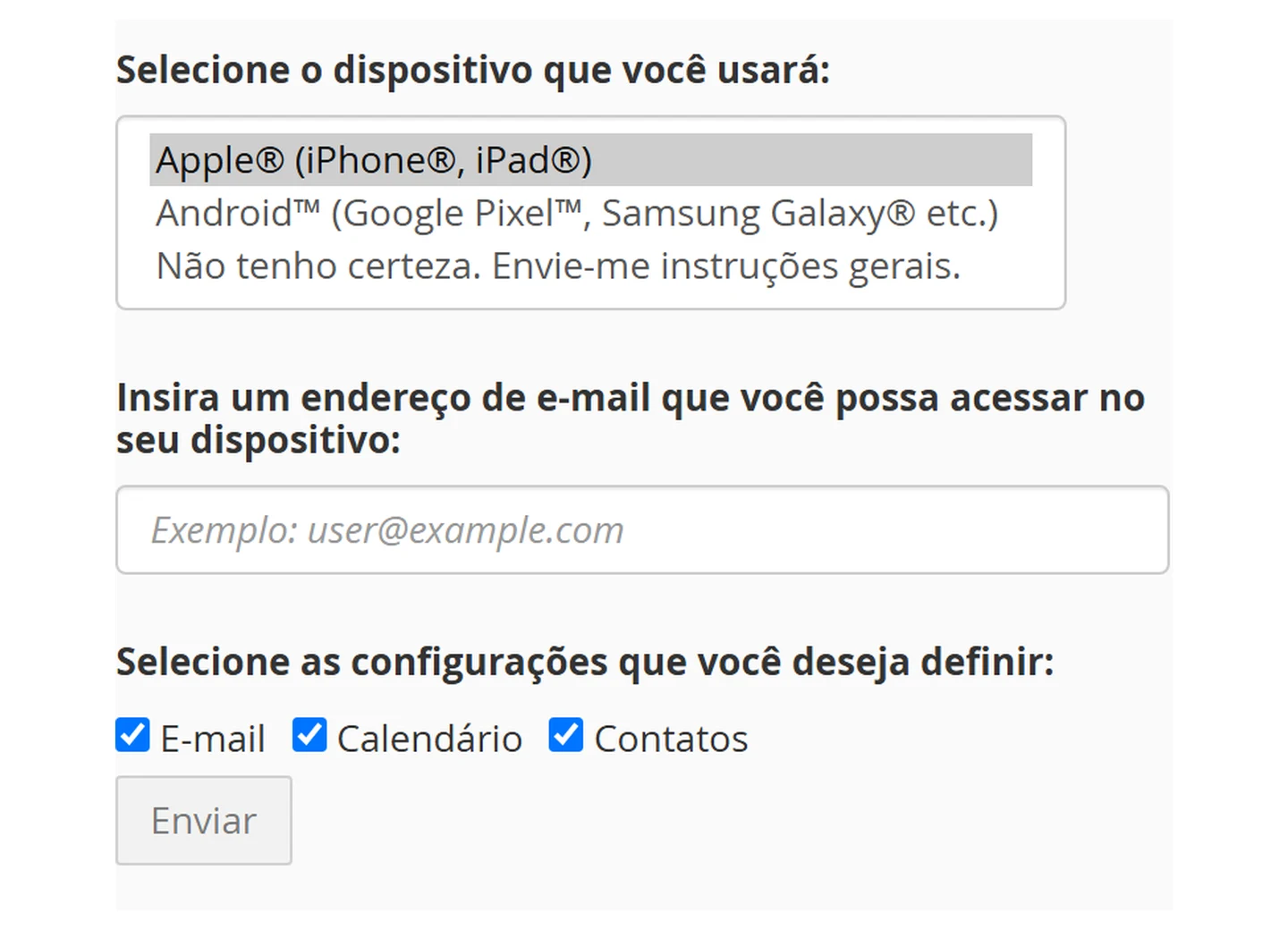 Mesma conta no webmail e no celular