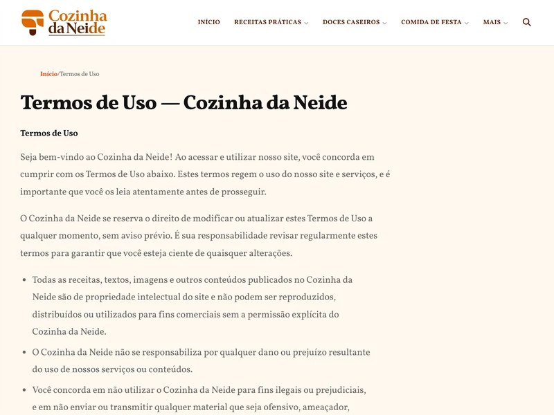 Página de Termos de Uso gerada
