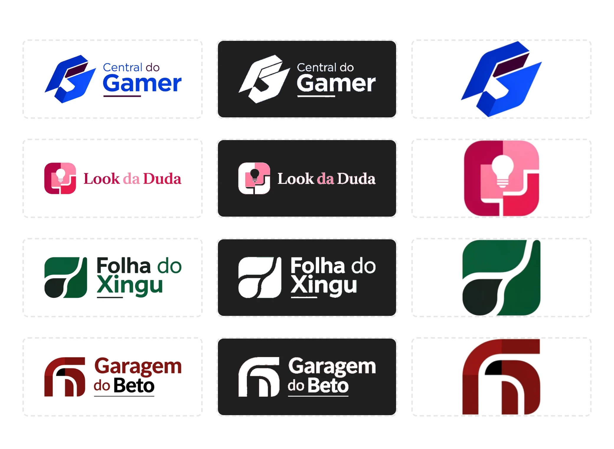 Logomarcas, versão escura e favicon criados pela IA