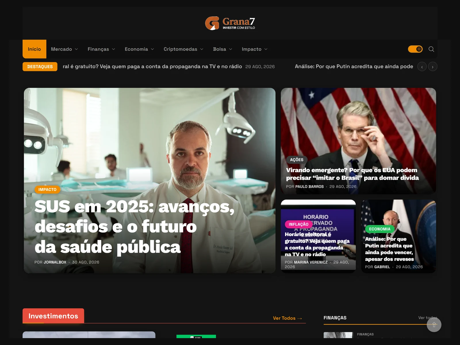 Portal no modo escuro