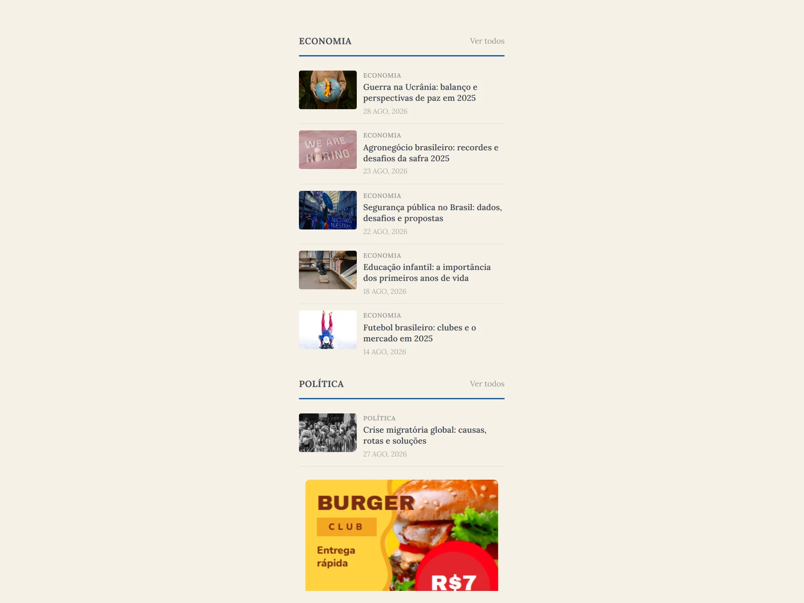 Sidebar com widgets do portal