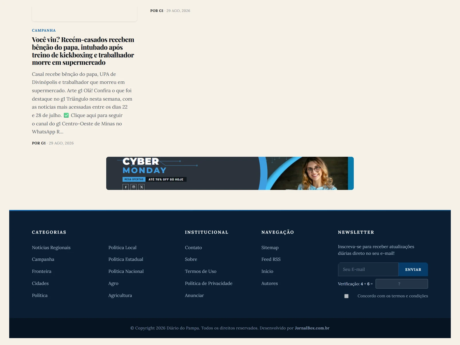 Captura de newsletter no portal