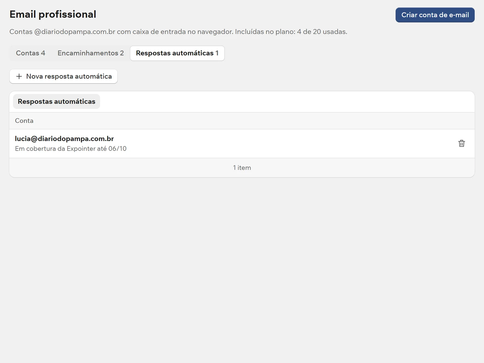 Resposta automática configurada