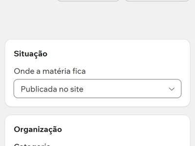 Status, autor e agendamento da publicação
