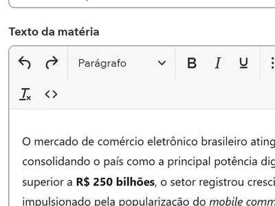 Barra de formatação do editor