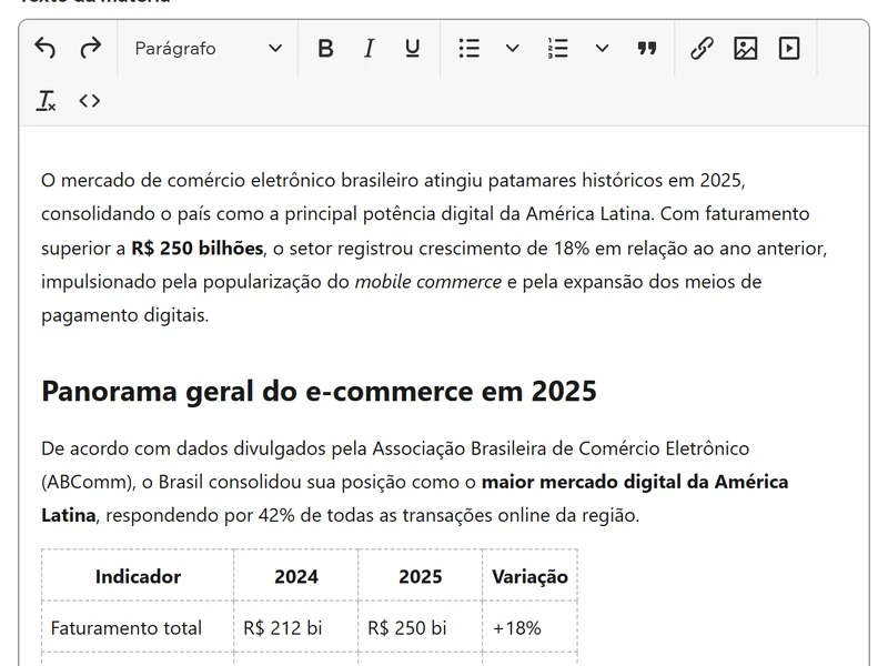 Subtítulos organizando o texto