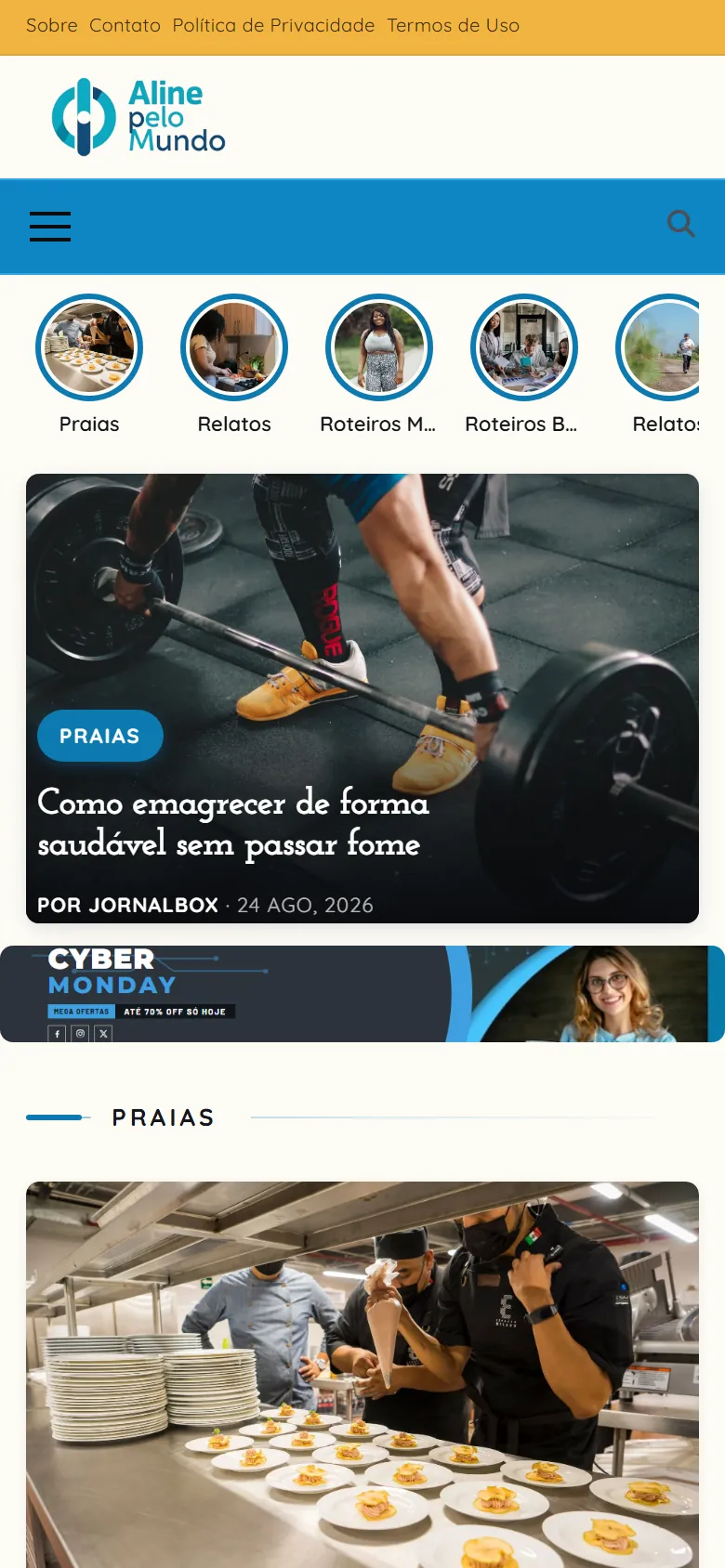 Portal Aline pelo Mundo no celular
