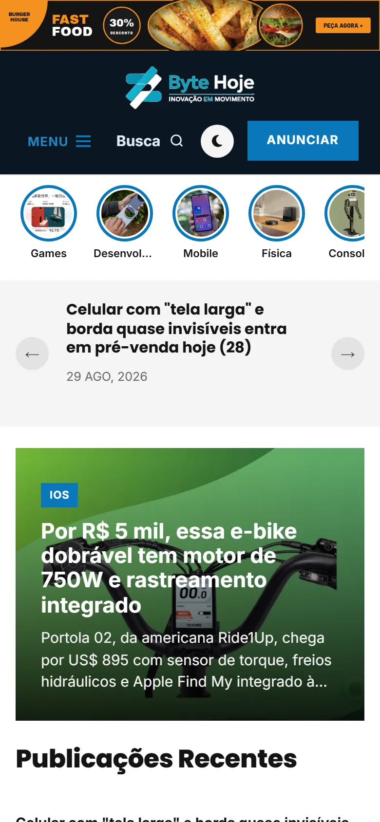 Portal Byte Hoje no celular