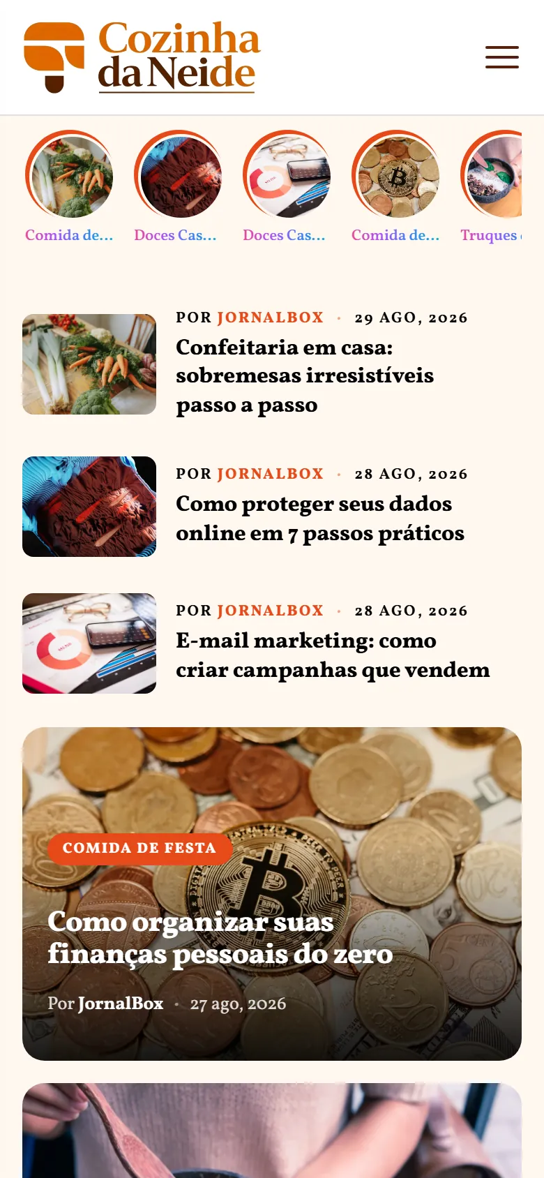 Portal Cozinha da Neide no celular