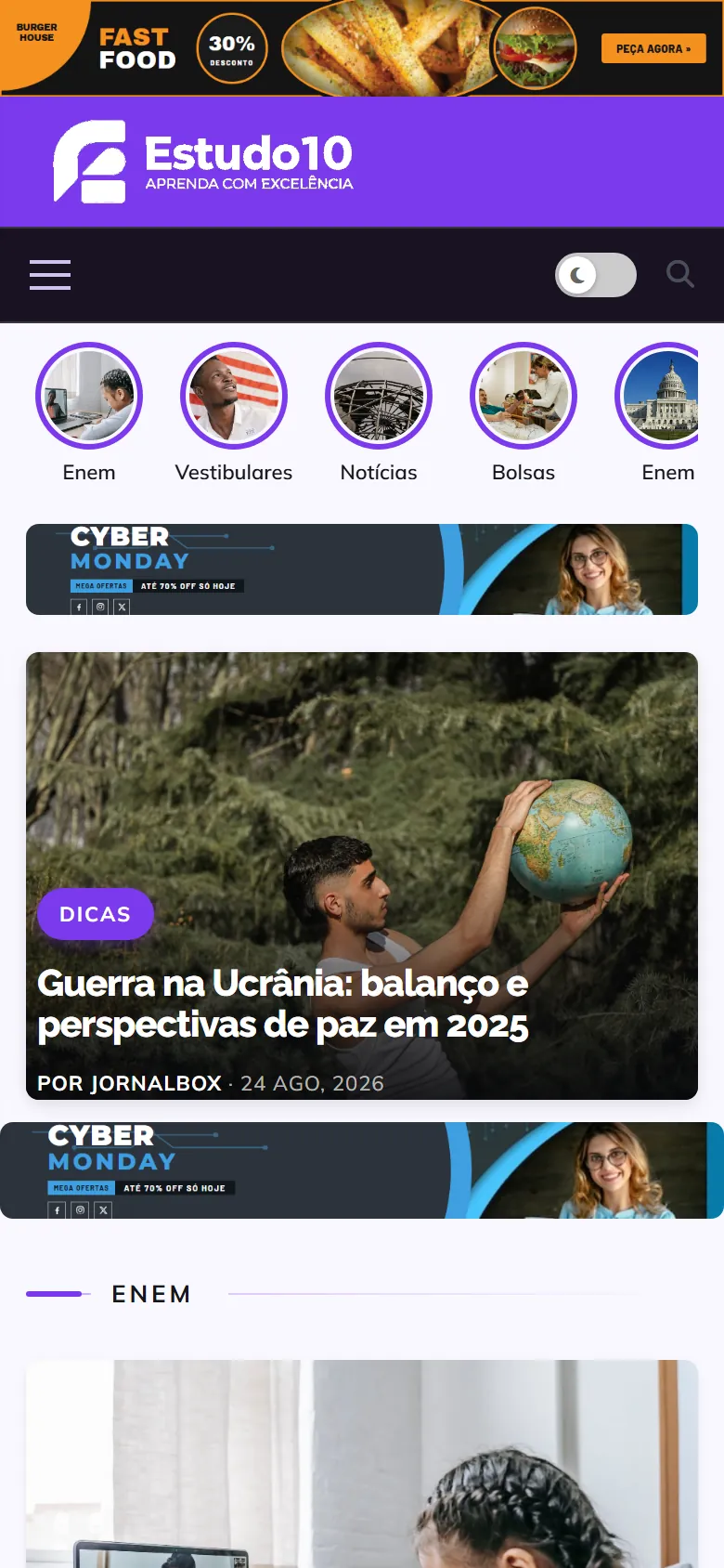 Portal Estudo10 no celular