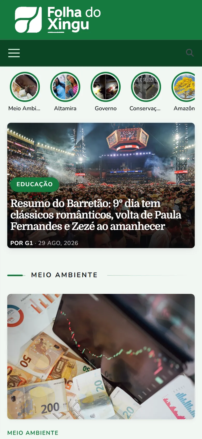Portal Folha do Xingu no celular