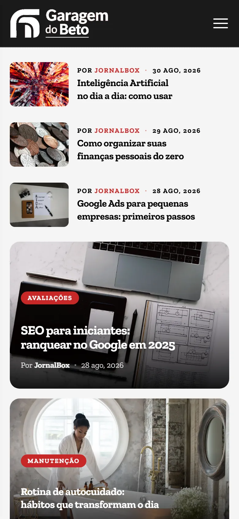 Portal Garagem do Beto no celular