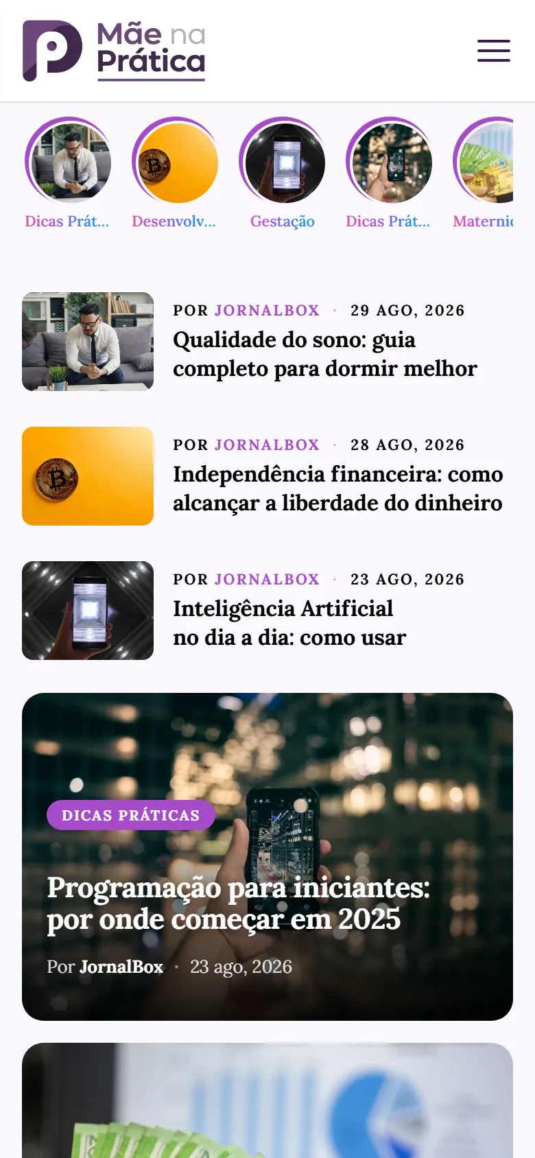 Portal Mãe na Prática no celular