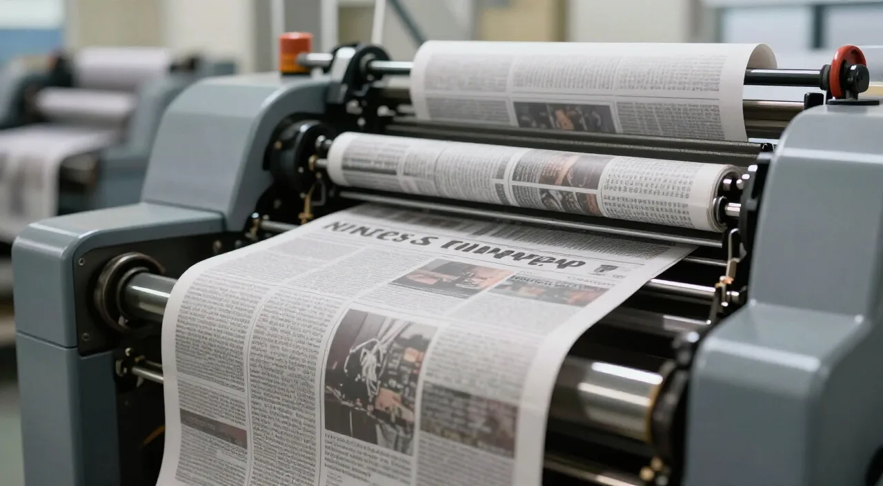 Máquina de impressão de jornal em operação