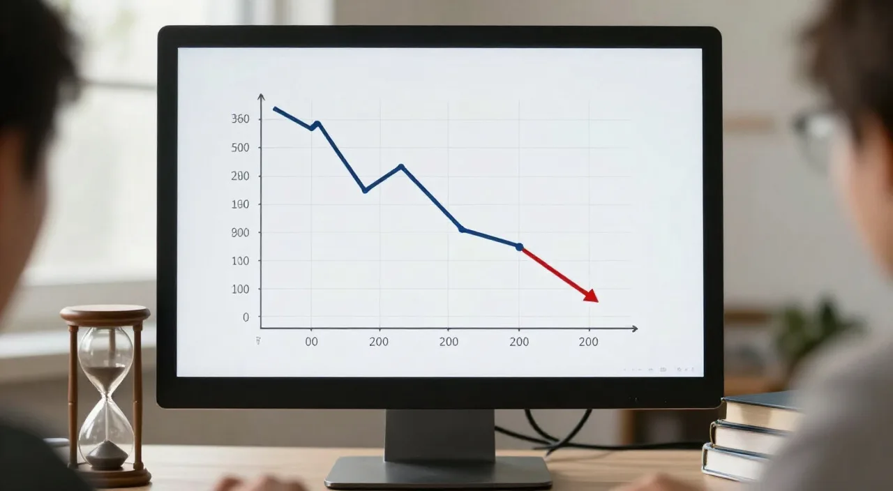 Monitor com gráfico de tendência e ampulheta