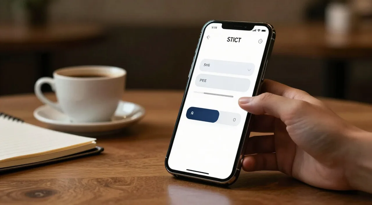 Smartphone com stories e enquete sobre mesa de madeira
