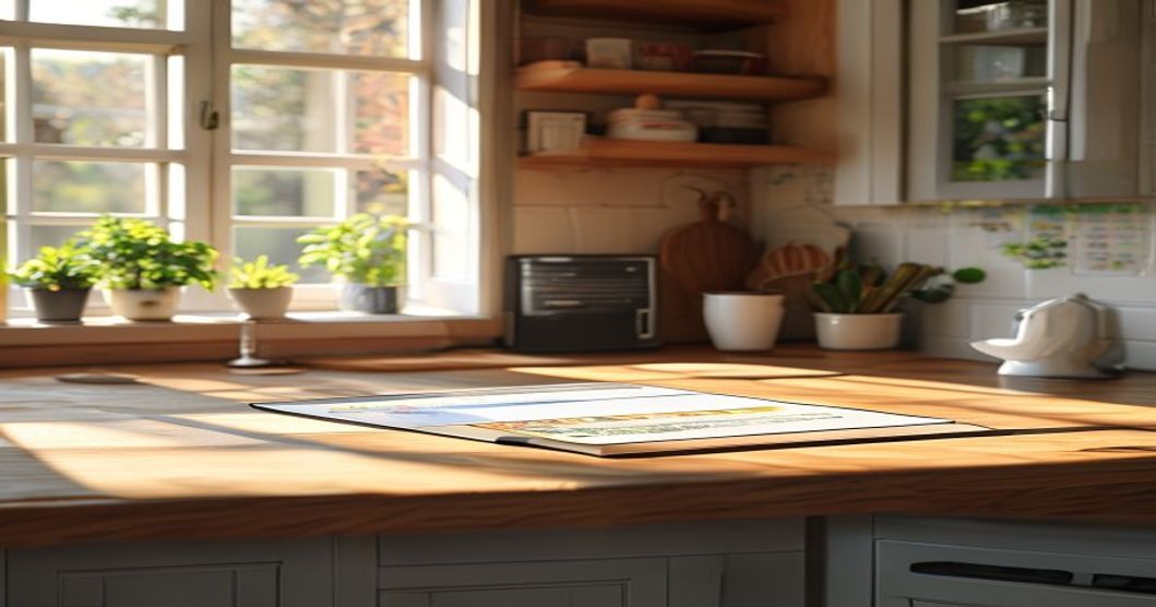 Tablet com receita digital ao lado de livro de culinária aberto