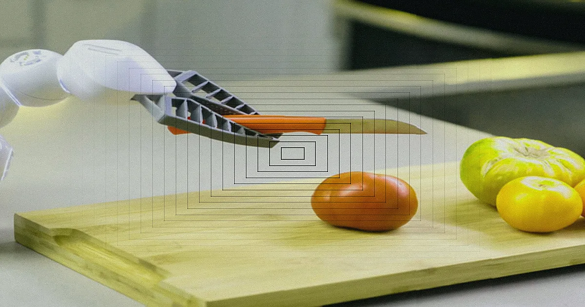 Cozinha moderna com eletrodomésticos inteligentes e tela de controle.