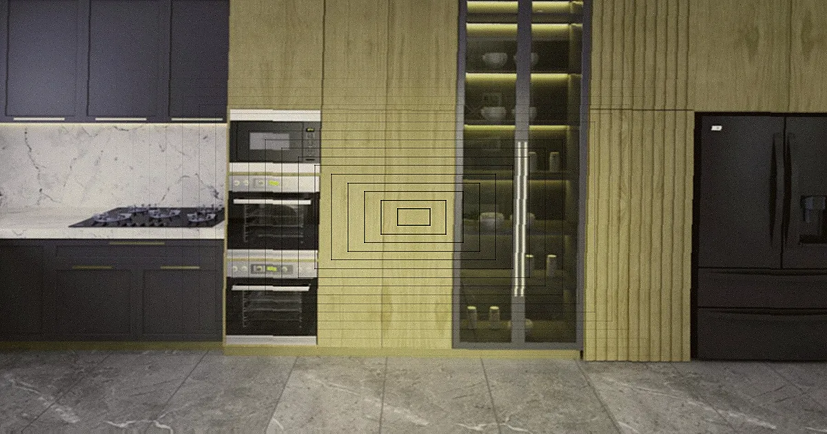 Eletrodoméstico moderno com tela sensível ao toque em cozinha limpa