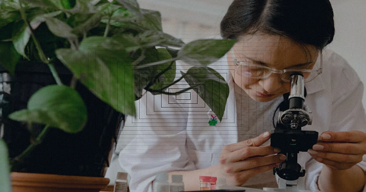 Cientista trabalhando em laboratório com equipamentos de fermentação.