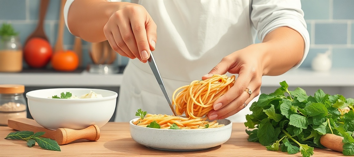 Pessoa separando lixo orgânico em cozinha com foco em sustentabilidade.
