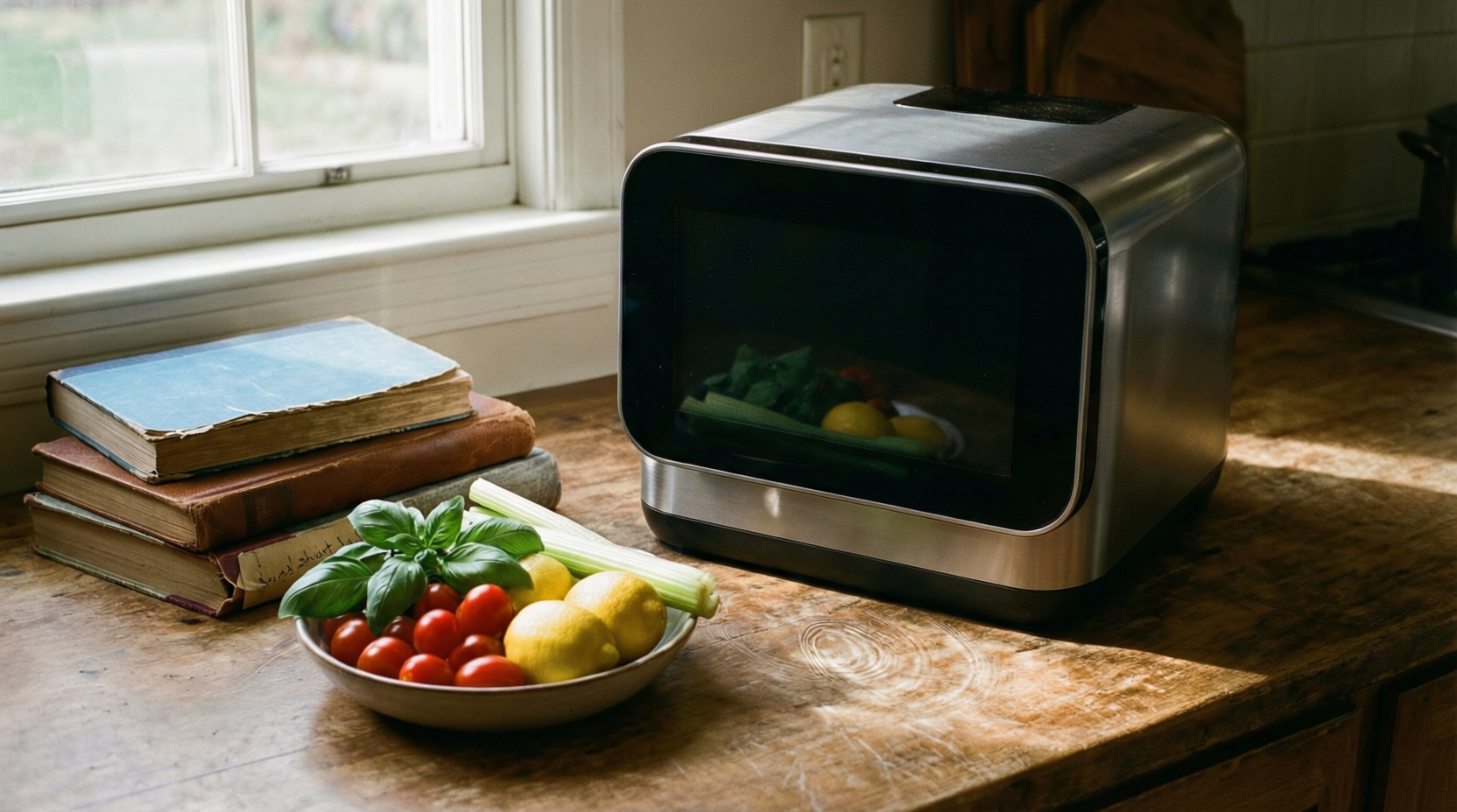 Sous vide machine on a kitchen counter